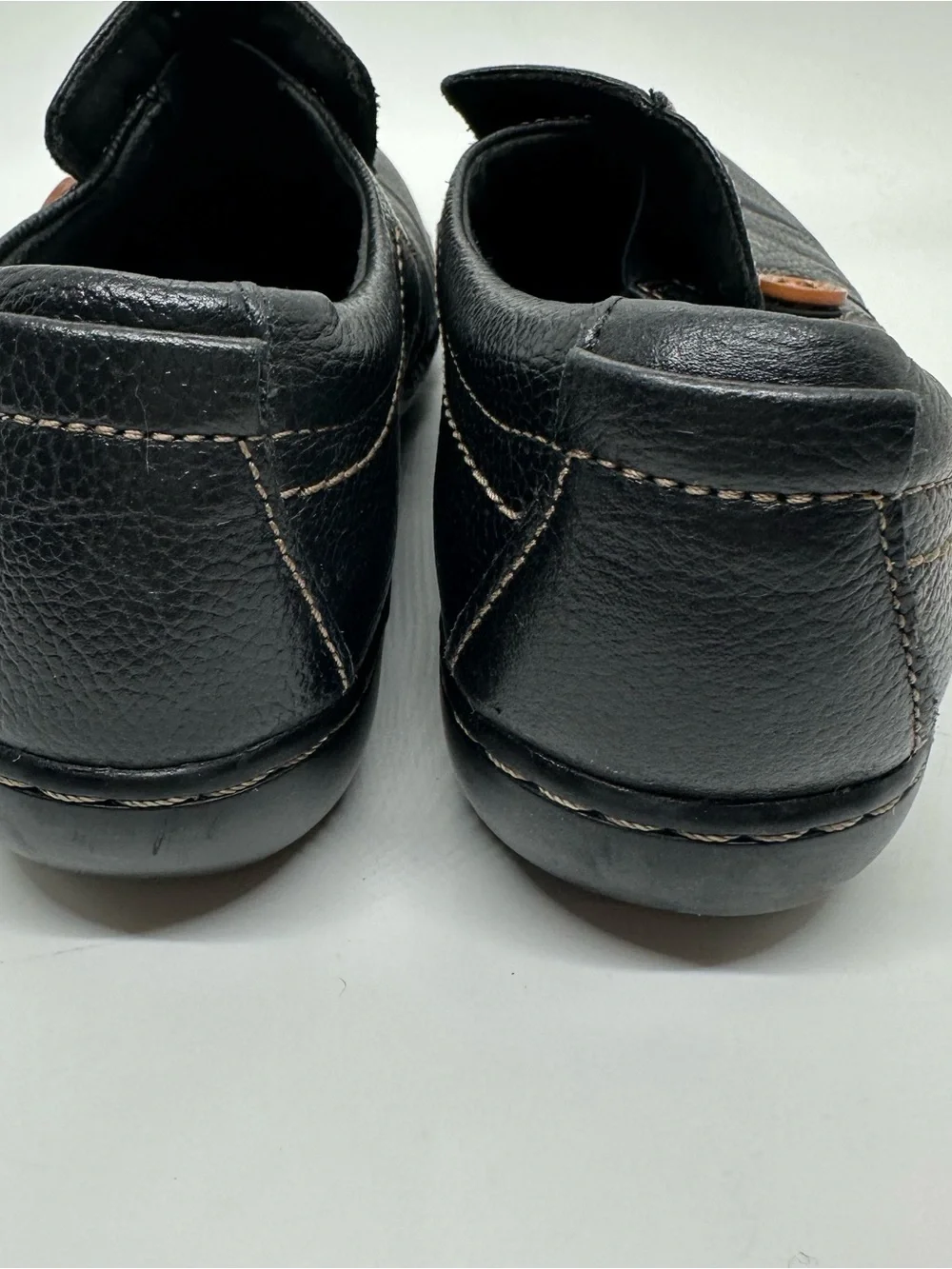 Clarks Black Leather Comfort Slip On Shoes 9.5